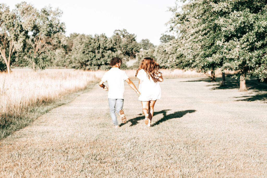 Couples Photography Session | Running in a Hay Field