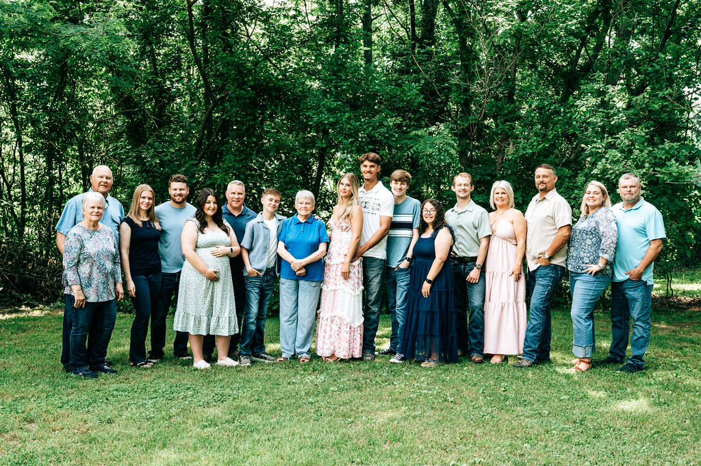Four generations of the Smith family gathered for extended family photos