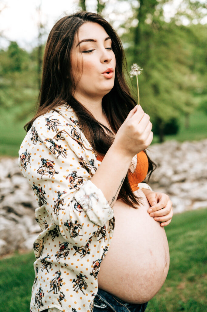 Sunset maternity photos with expecting mom and dad
